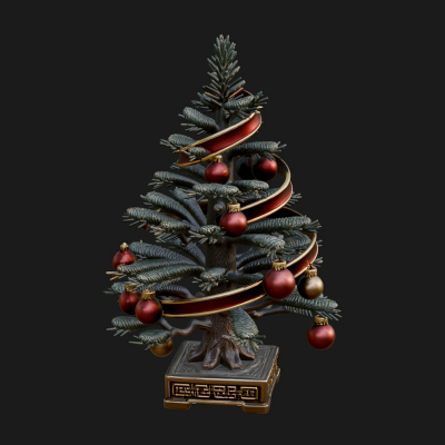 Decorated Christmas Tree Model Design 13 3D Print Model