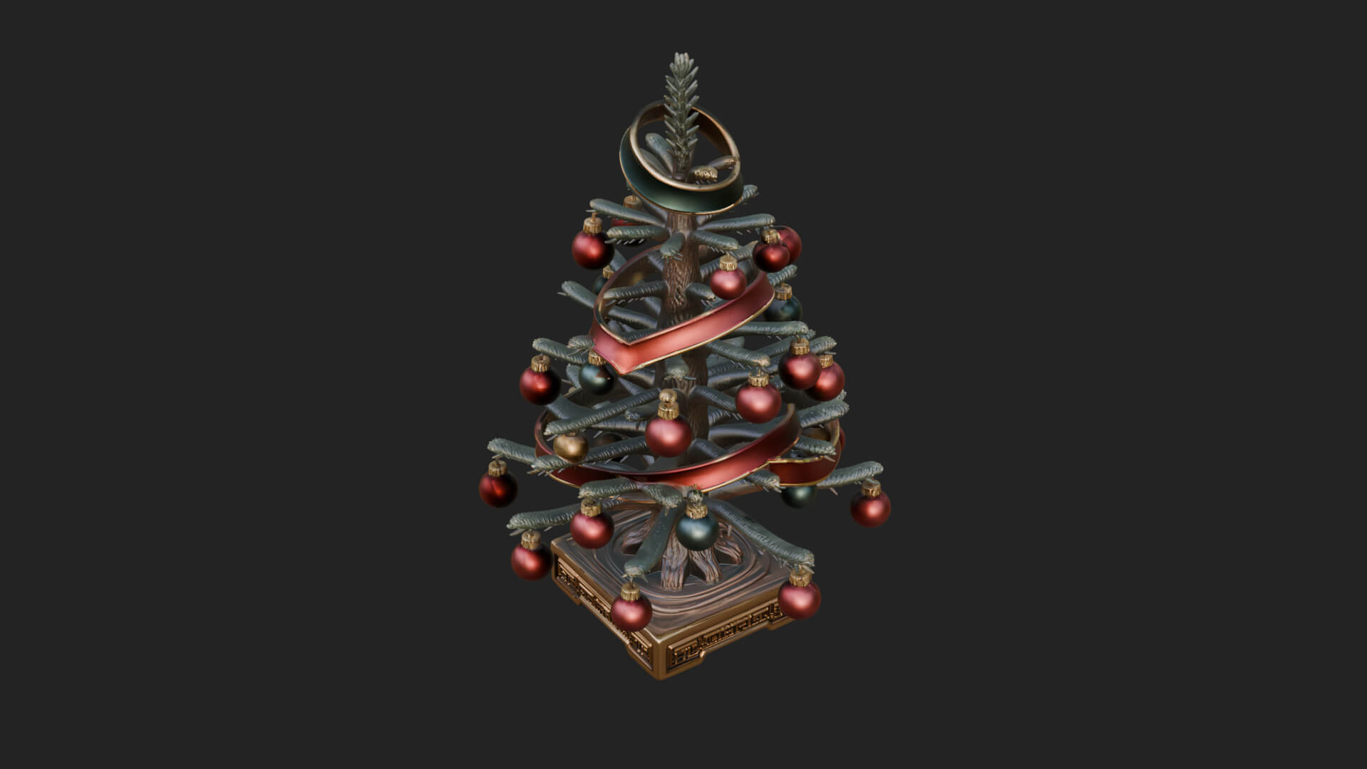 Decorated Christmas Tree Model Design 16 3D Print Model 3D Model