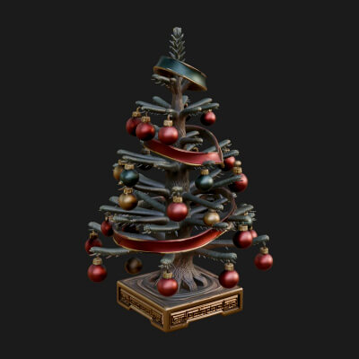 Decorated Christmas Tree Model Design 16 3D Print Model