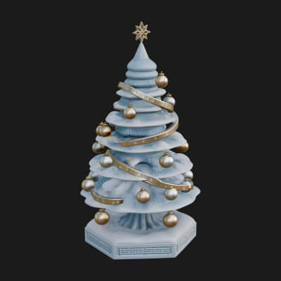Decorated Christmas Tree Model Design 19 3D Print Model
