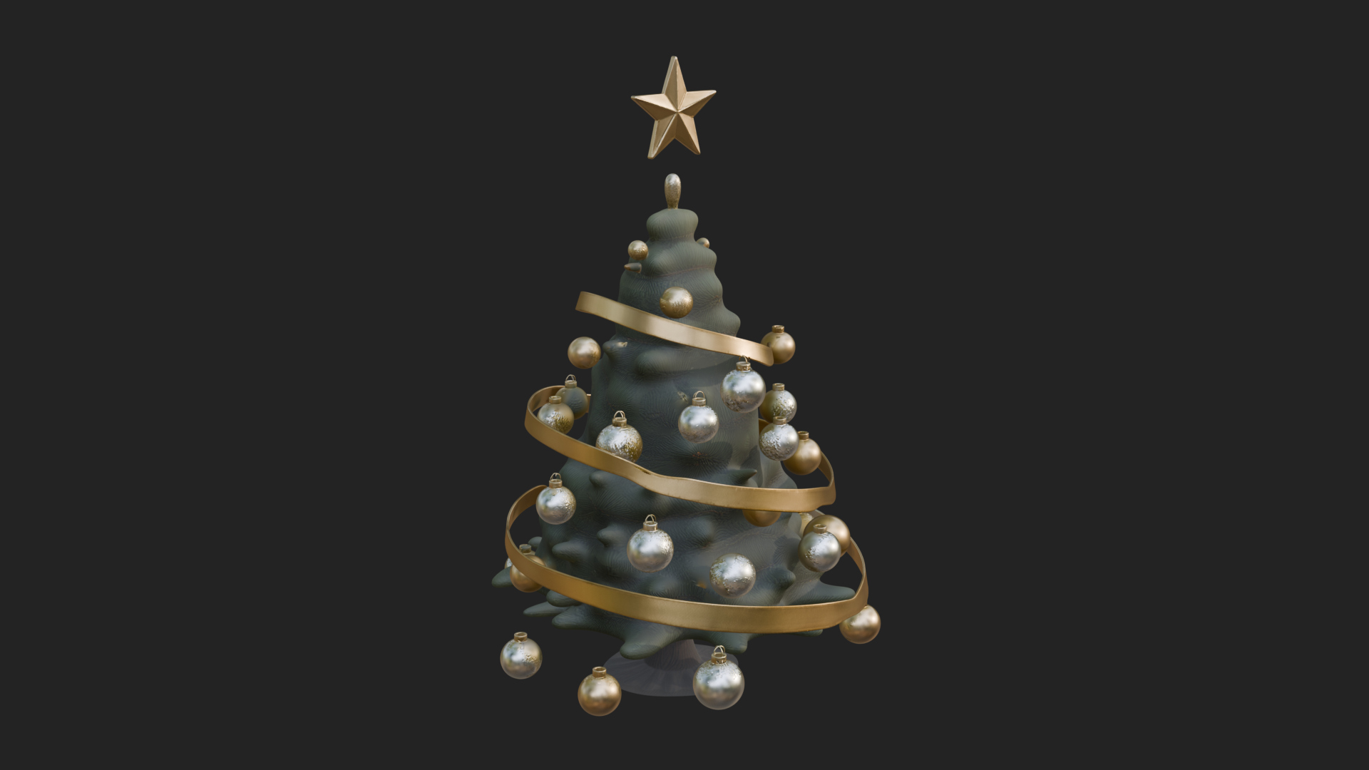 Decorated Christmas Tree Model Design 2 3D Print Model 3D Model