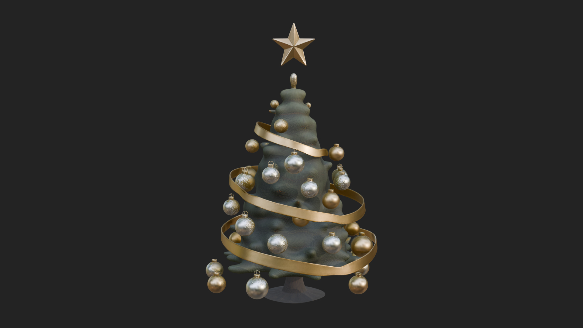 Decorated Christmas Tree Model Design 2 3D Print Model 3D Model