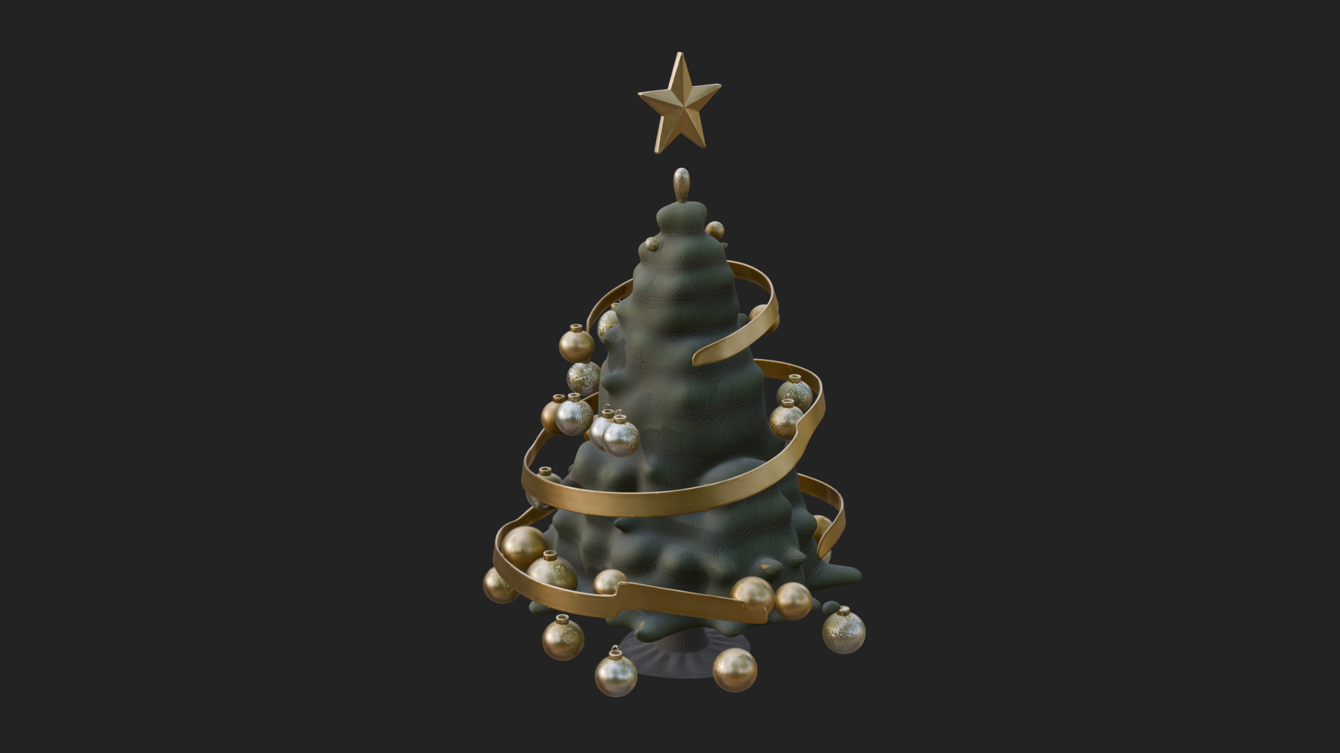 Decorated Christmas Tree Model Design 2 3D Print Model 3D Model