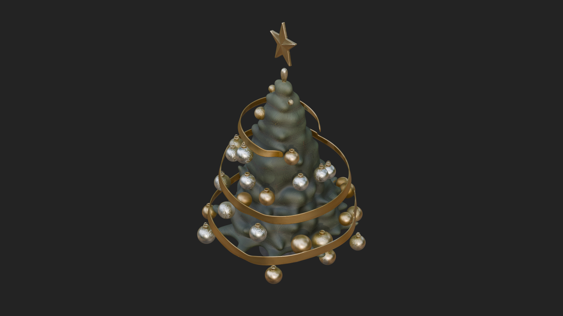 Decorated Christmas Tree Model Design 2 3D Print Model 3D Model
