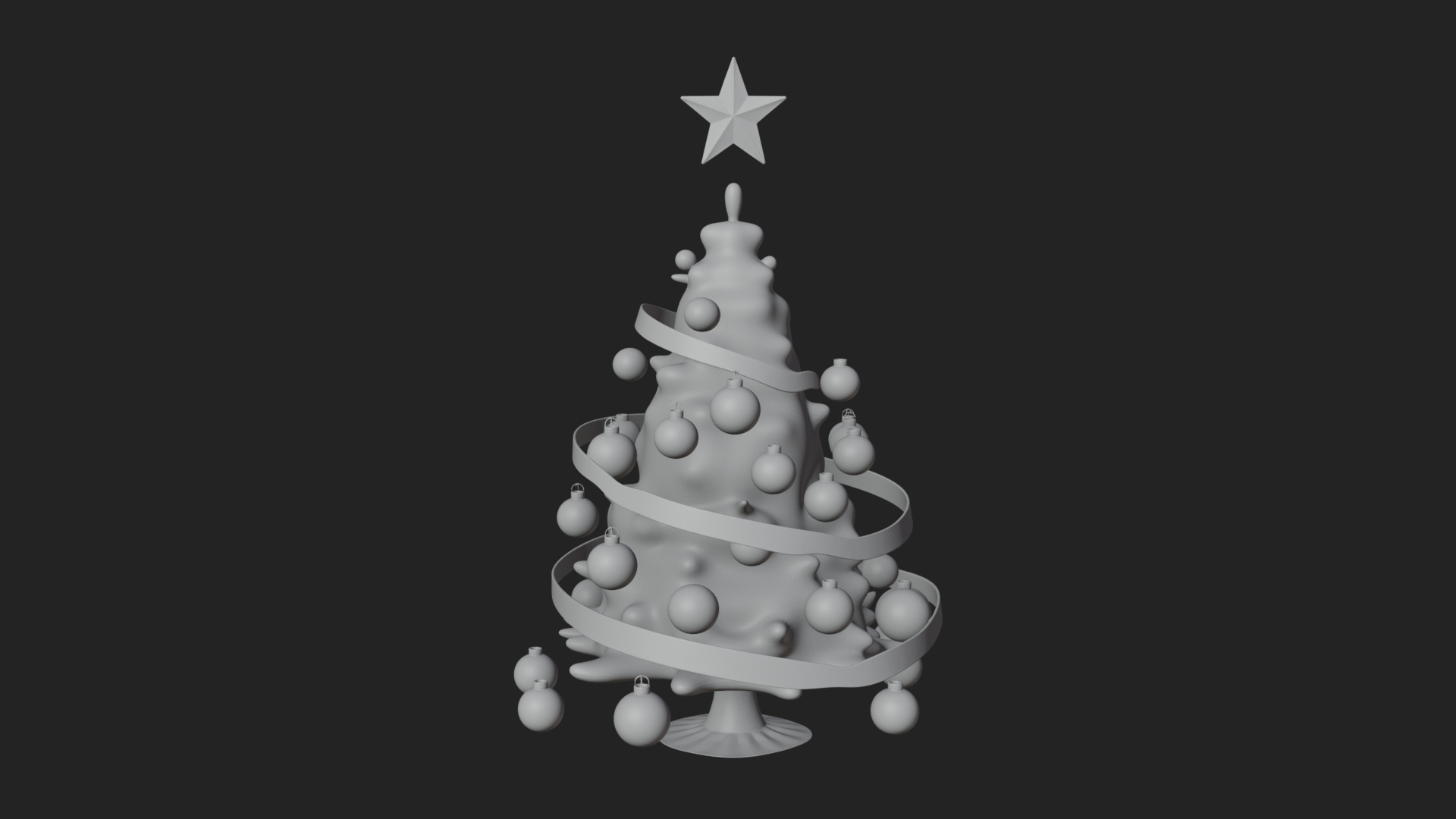 Decorated Christmas Tree Model Design 2 3D Print Model 3D Model