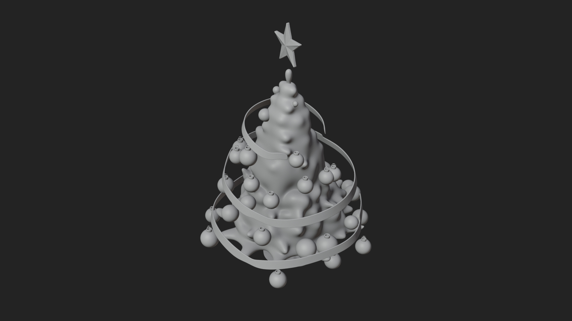 Decorated Christmas Tree Model Design 2 3D Print Model 3D Model