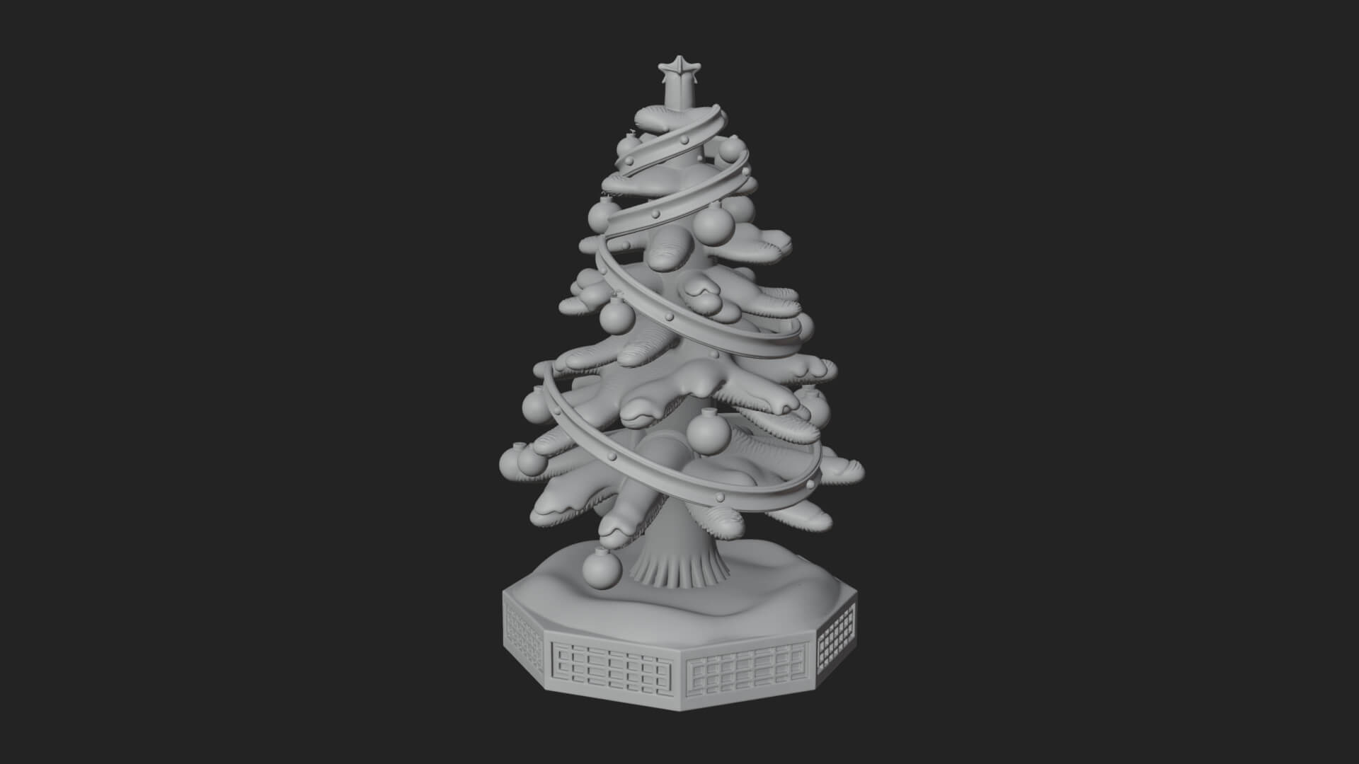 Decorated Christmas Tree Model Design 20 3D Print Model 3D Model