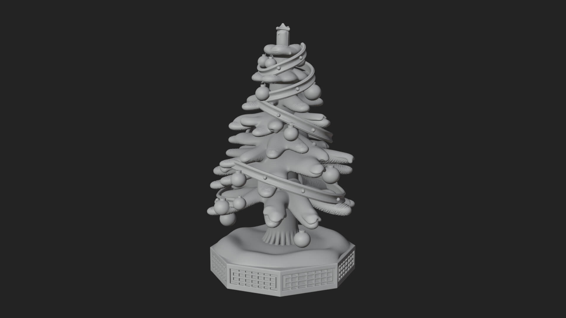 Decorated Christmas Tree Model Design 20 3D Print Model 3D Model
