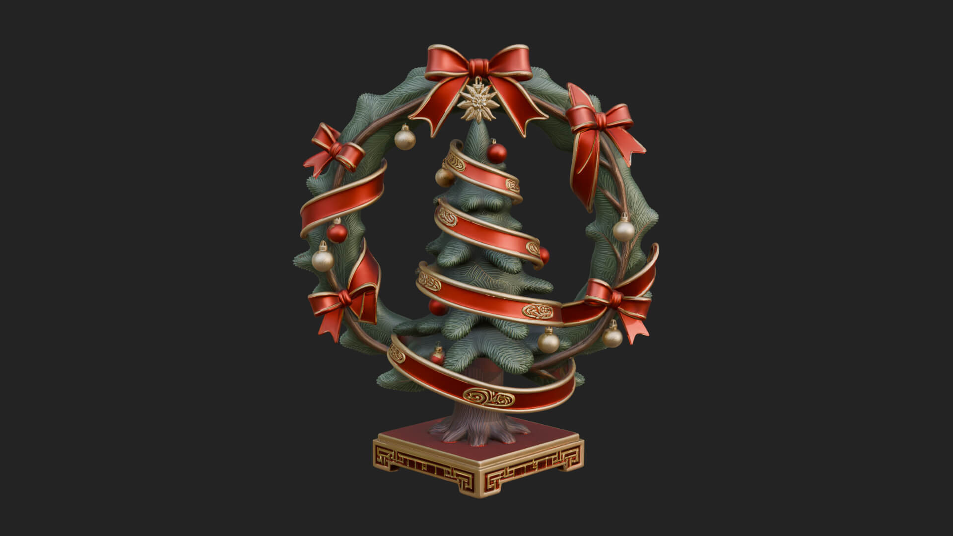 Decorated Christmas Tree Model Design 25 3D Print Model 3D Model