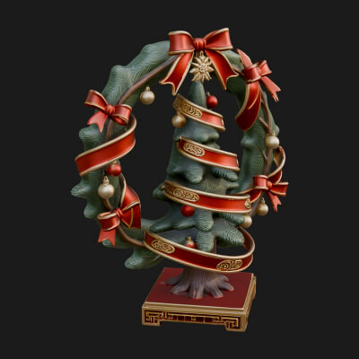Decorated Christmas Tree Model Design 25 3D Print Model