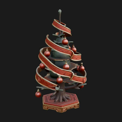 Decorated Christmas Tree Model Design 26 3D Print Model