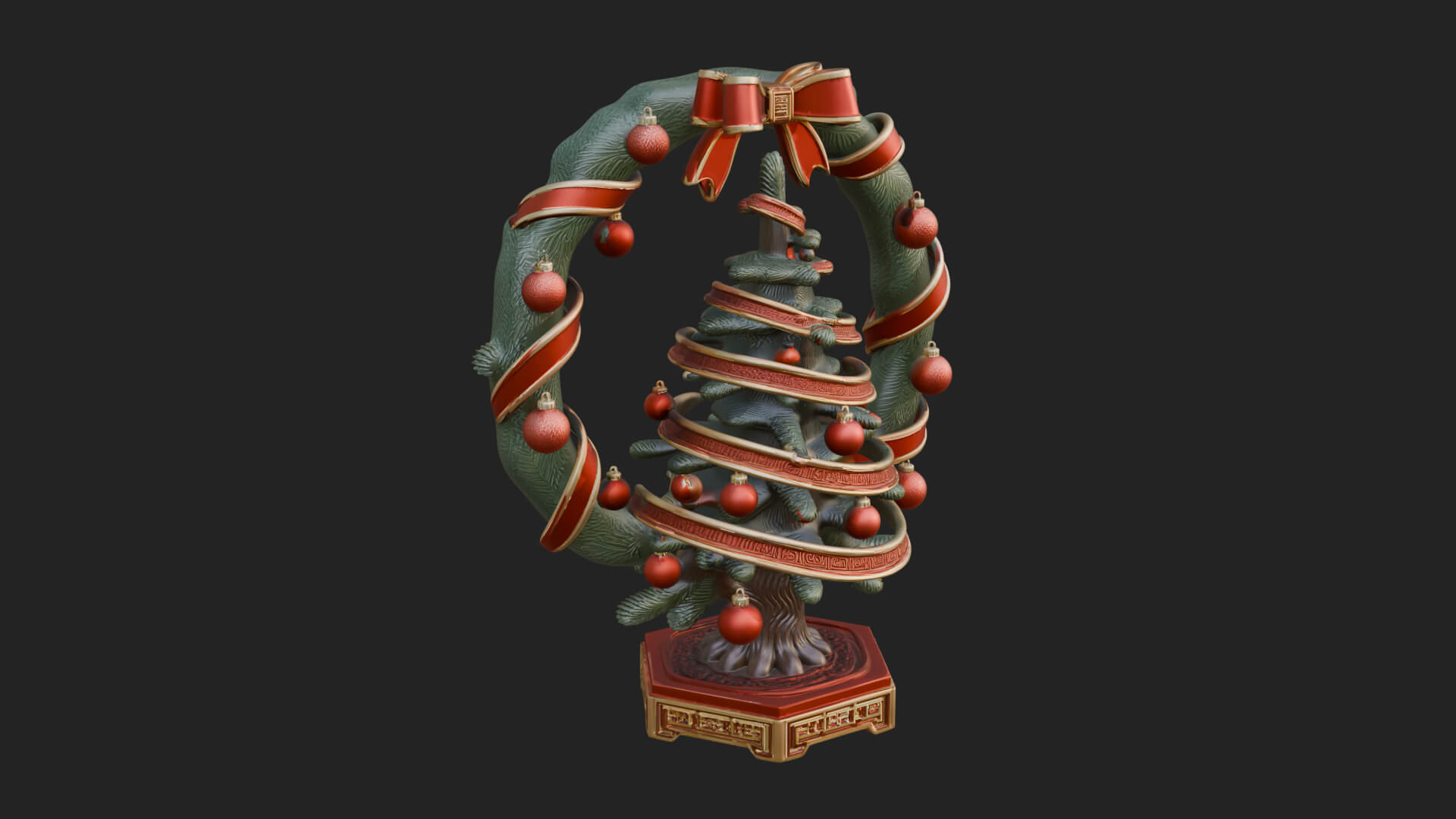 Decorated Christmas Tree Model Design 27 3D Print Model 3D Model