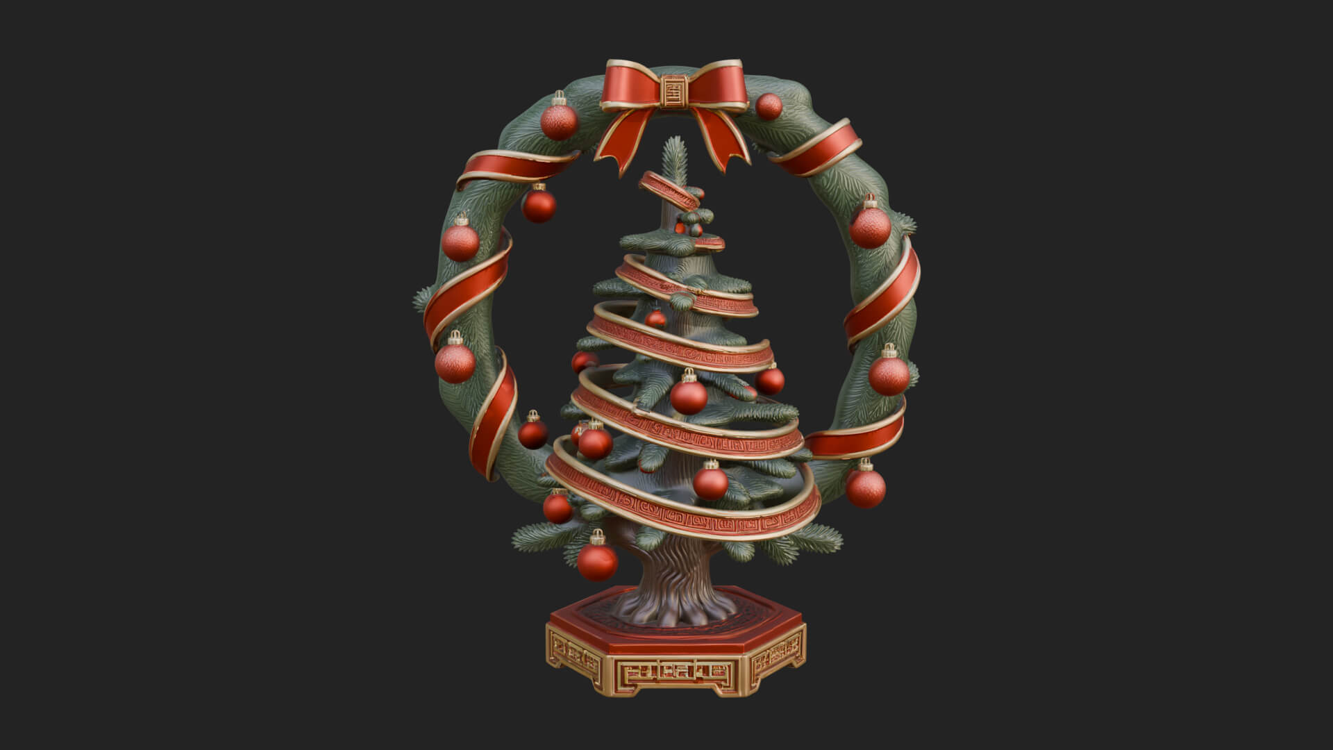 Decorated Christmas Tree Model Design 27 3D Print Model 3D Model