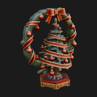 Decorated Christmas Tree Model Design 27 3D Print Model