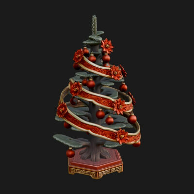 Decorated Christmas Tree Model Design 28 3D Print Model