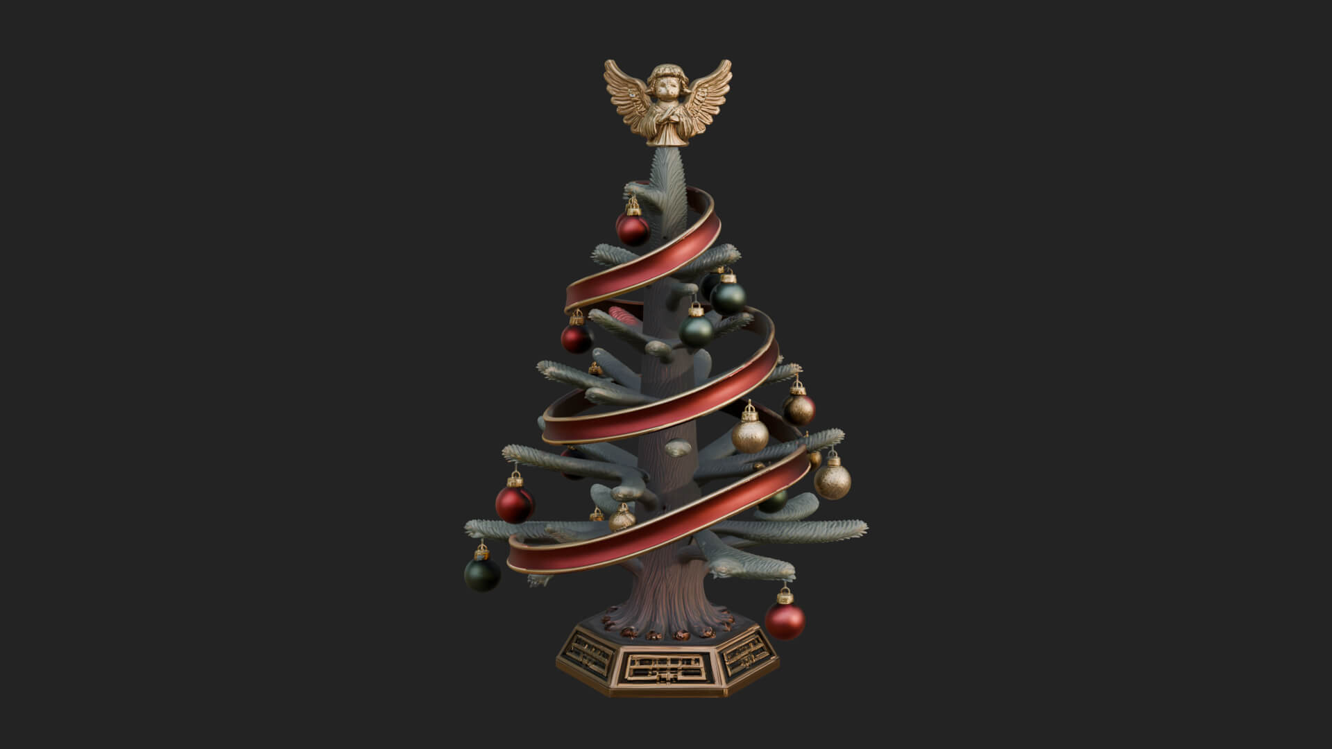 Decorated Christmas Tree Model Design 32 3D Print Model 3D Model