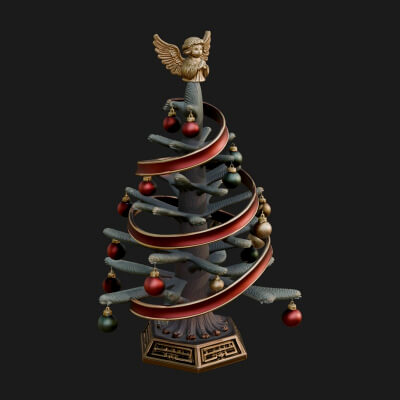 Decorated Christmas Tree Model Design 32 3D Print Model