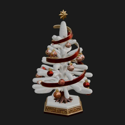 Decorated Christmas Tree Model Design 39 3D Print Model