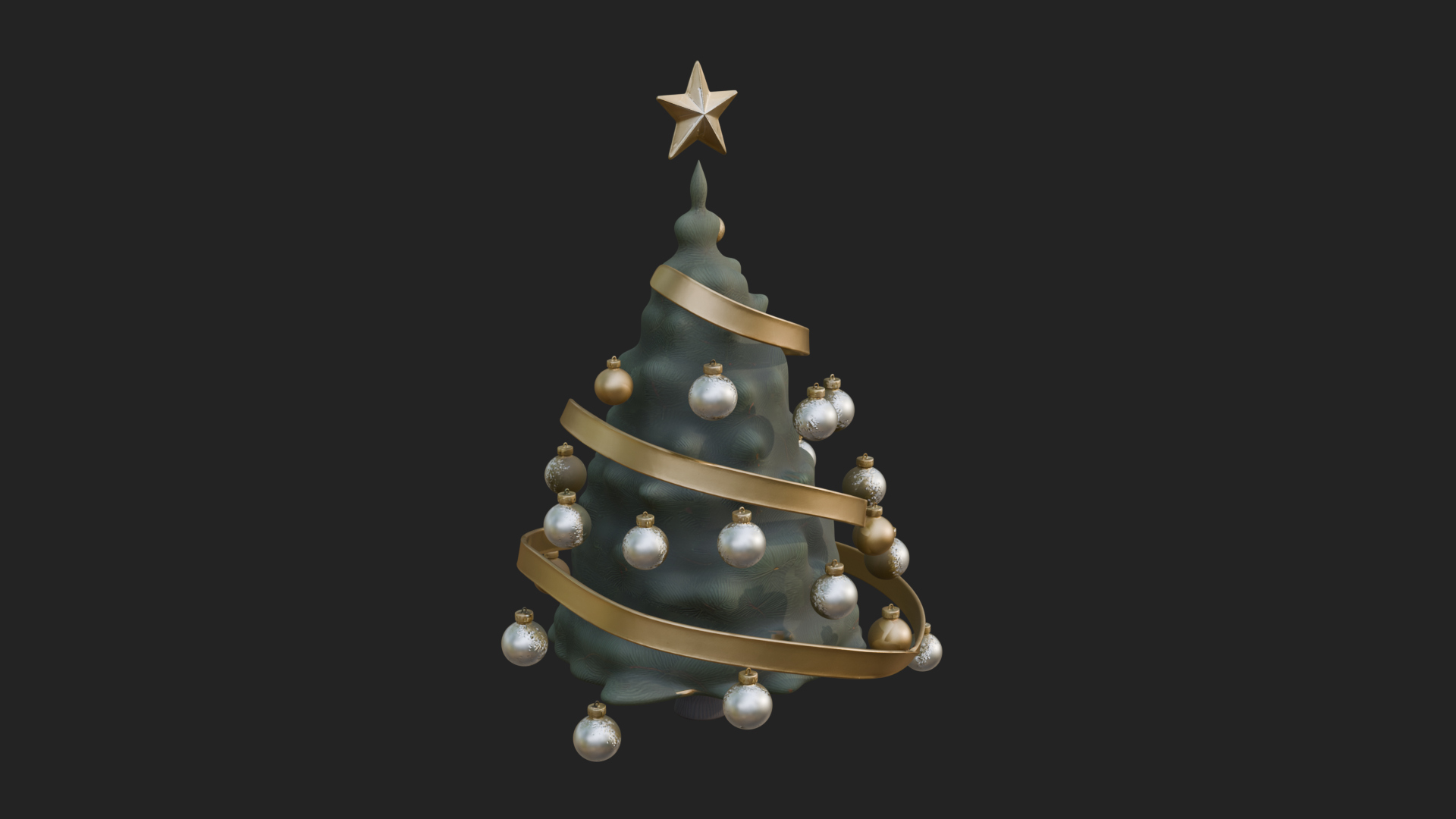 Decorated Christmas Tree Model Design 4 3D Print Model 3D Model