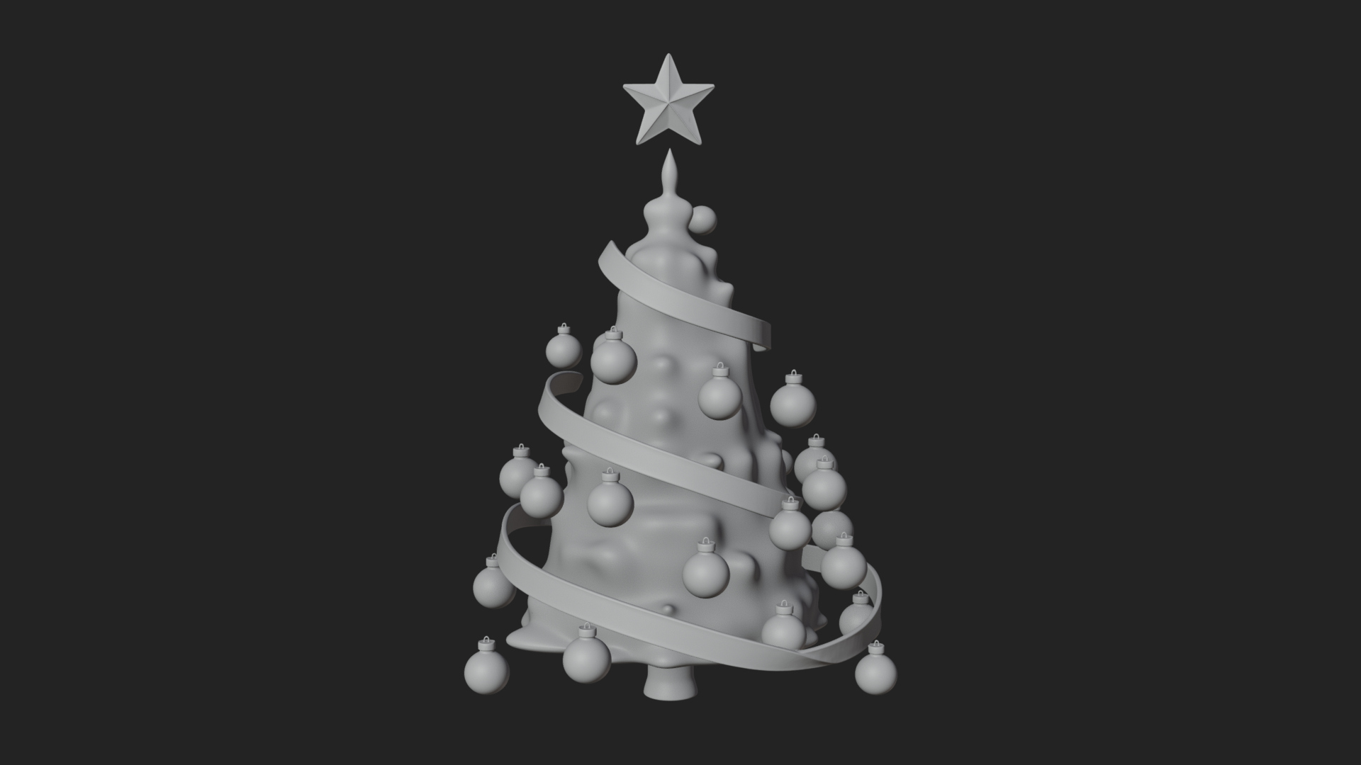 Decorated Christmas Tree Model Design 4 3D Print Model 3D Model