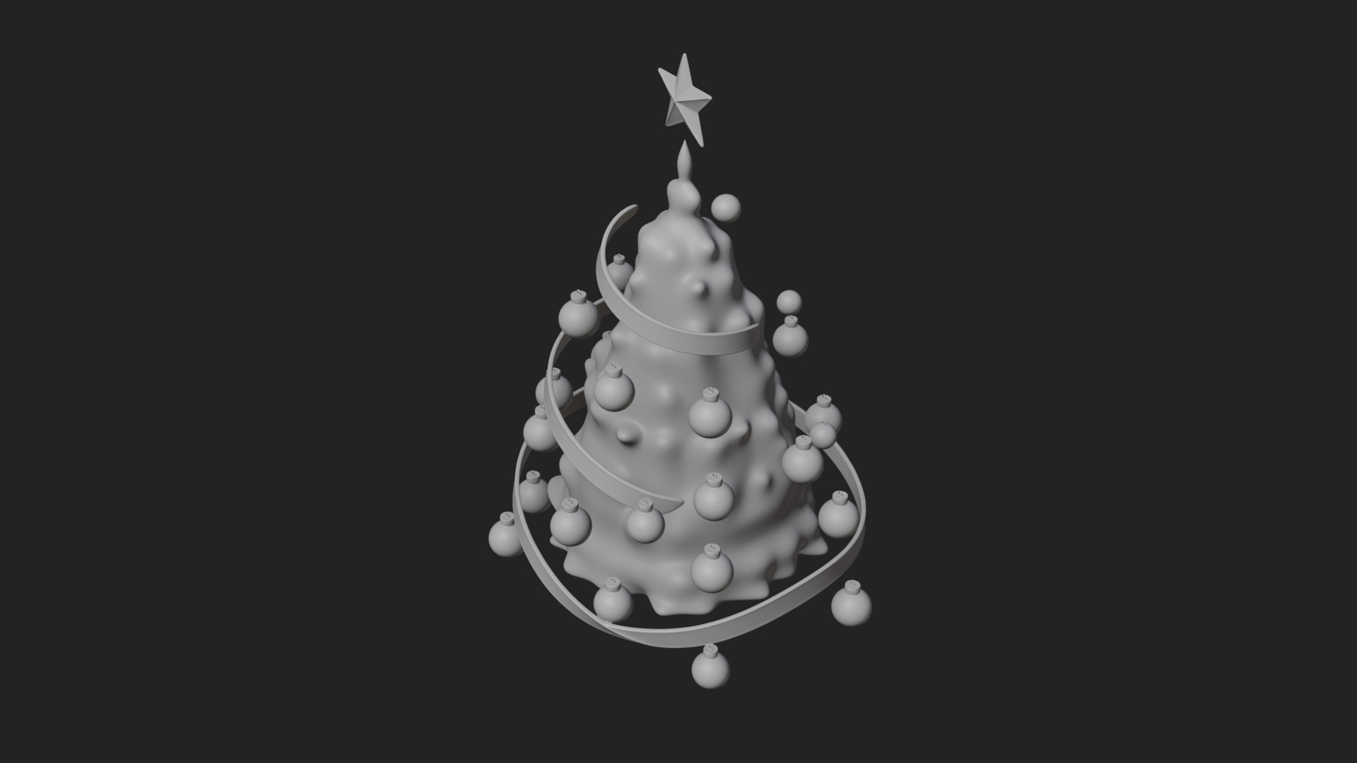 Decorated Christmas Tree Model Design 4 3D Print Model 3D Model