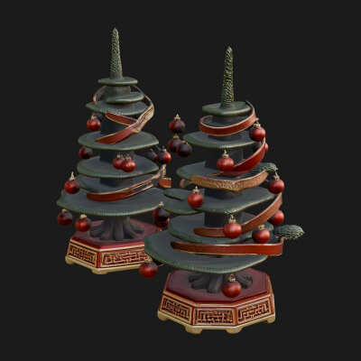 Decorated Christmas Tree Model Design 41 3D Print Model