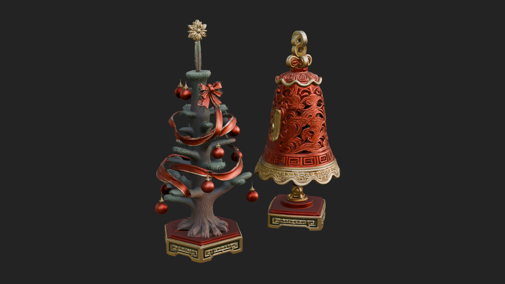 Decorated Christmas Tree Model Design 42 3D Print Model 3D Model