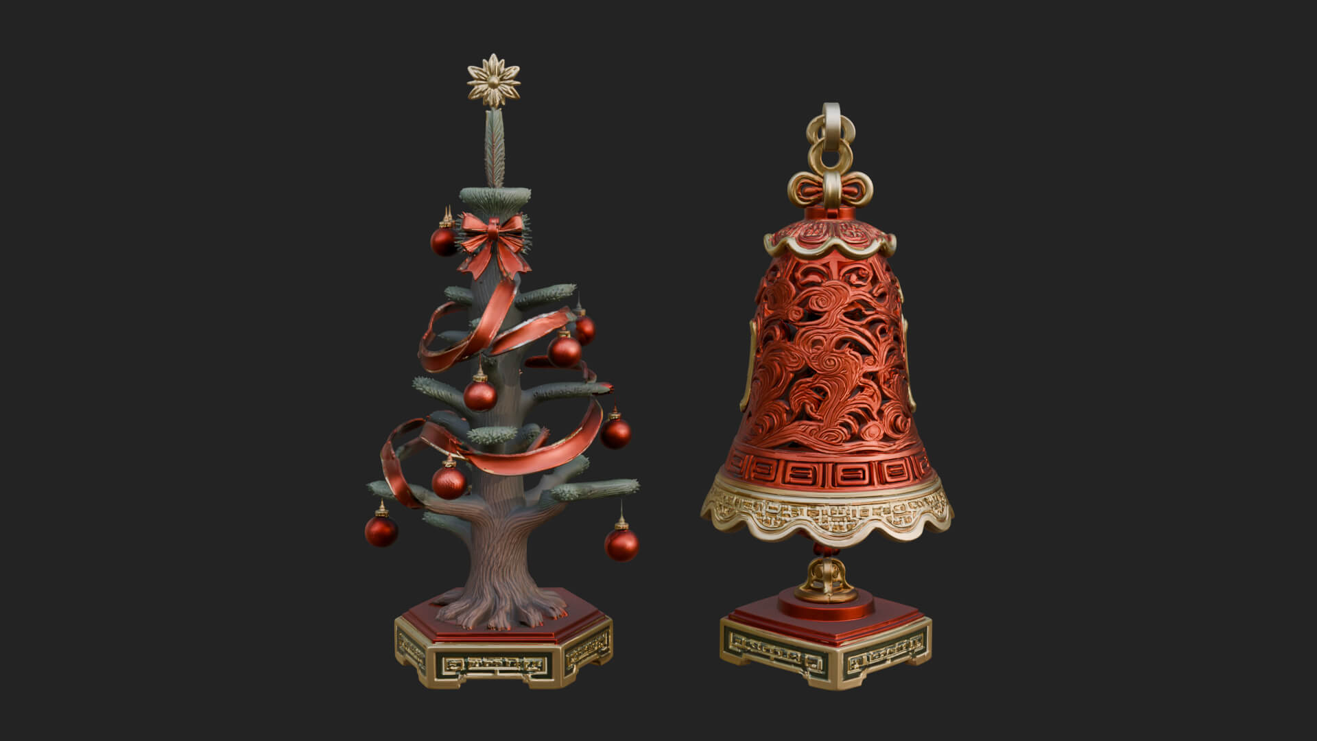 Decorated Christmas Tree Model Design 42 3D Print Model 3D Model