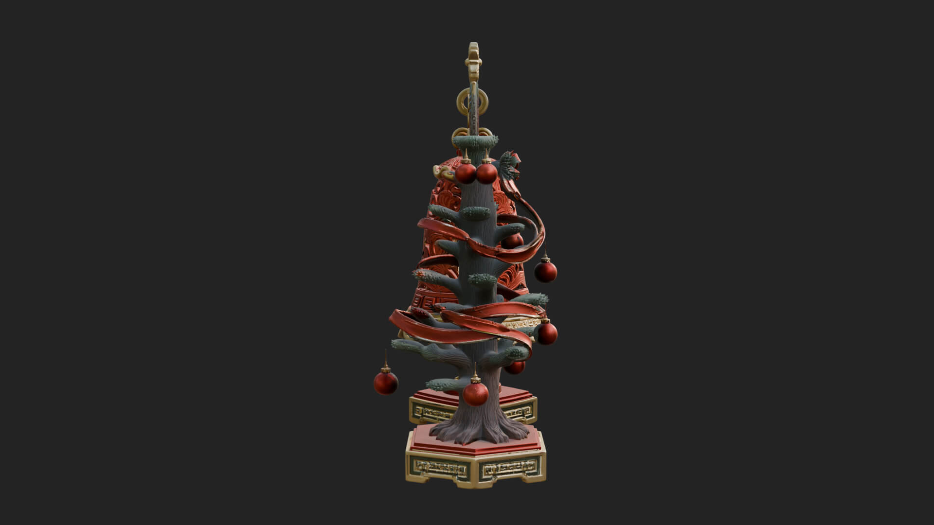 Decorated Christmas Tree Model Design 42 3D Print Model 3D Model