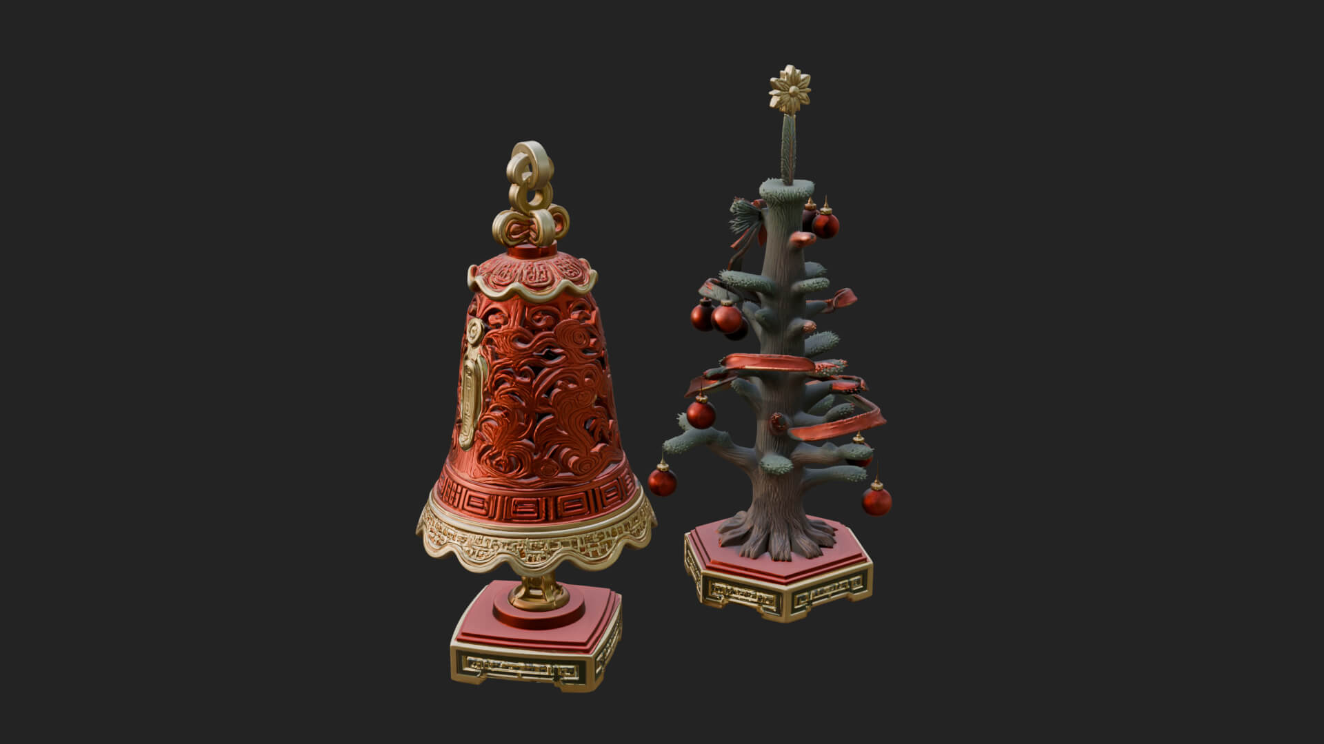 Decorated Christmas Tree Model Design 42 3D Print Model 3D Model
