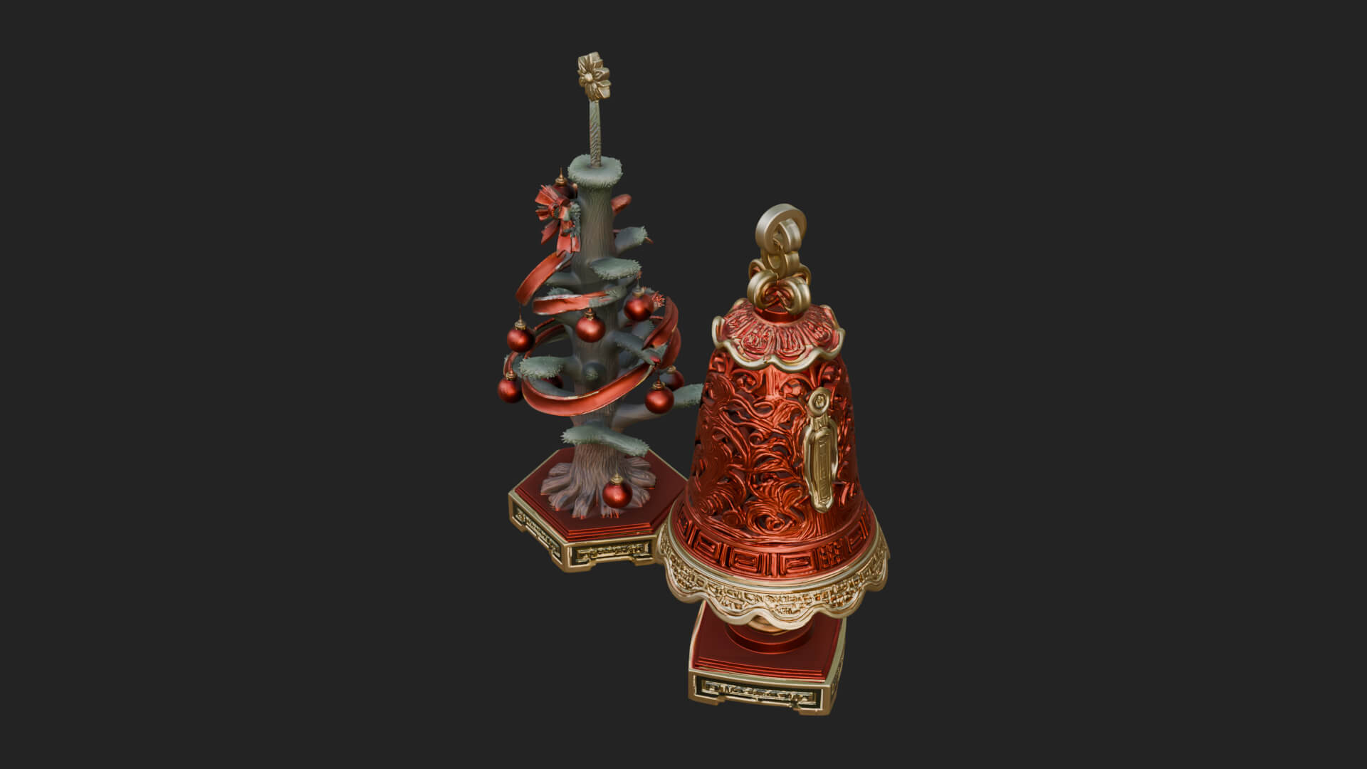 Decorated Christmas Tree Model Design 42 3D Print Model 3D Model