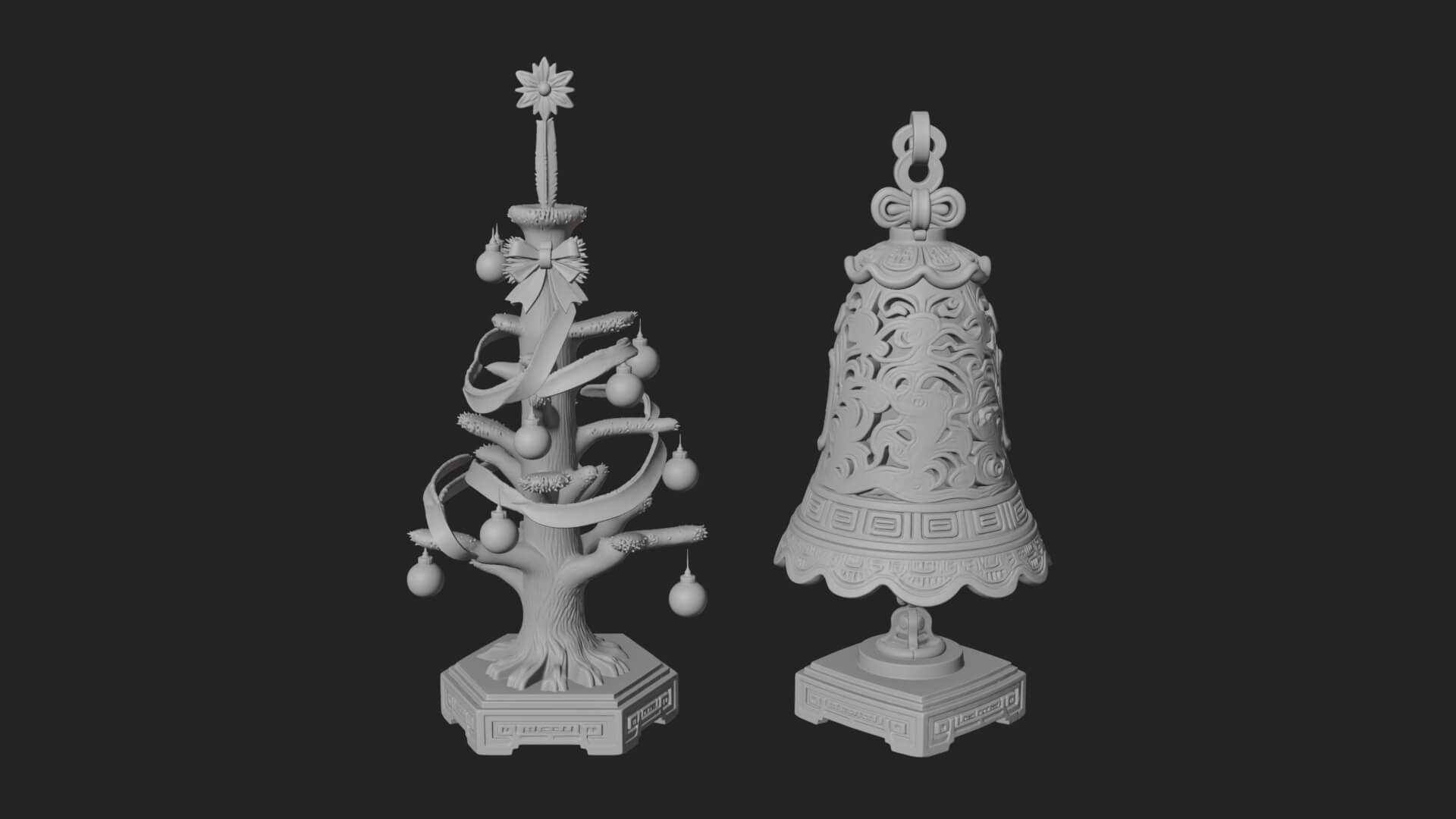 Decorated Christmas Tree Model Design 42 3D Print Model 3D Model
