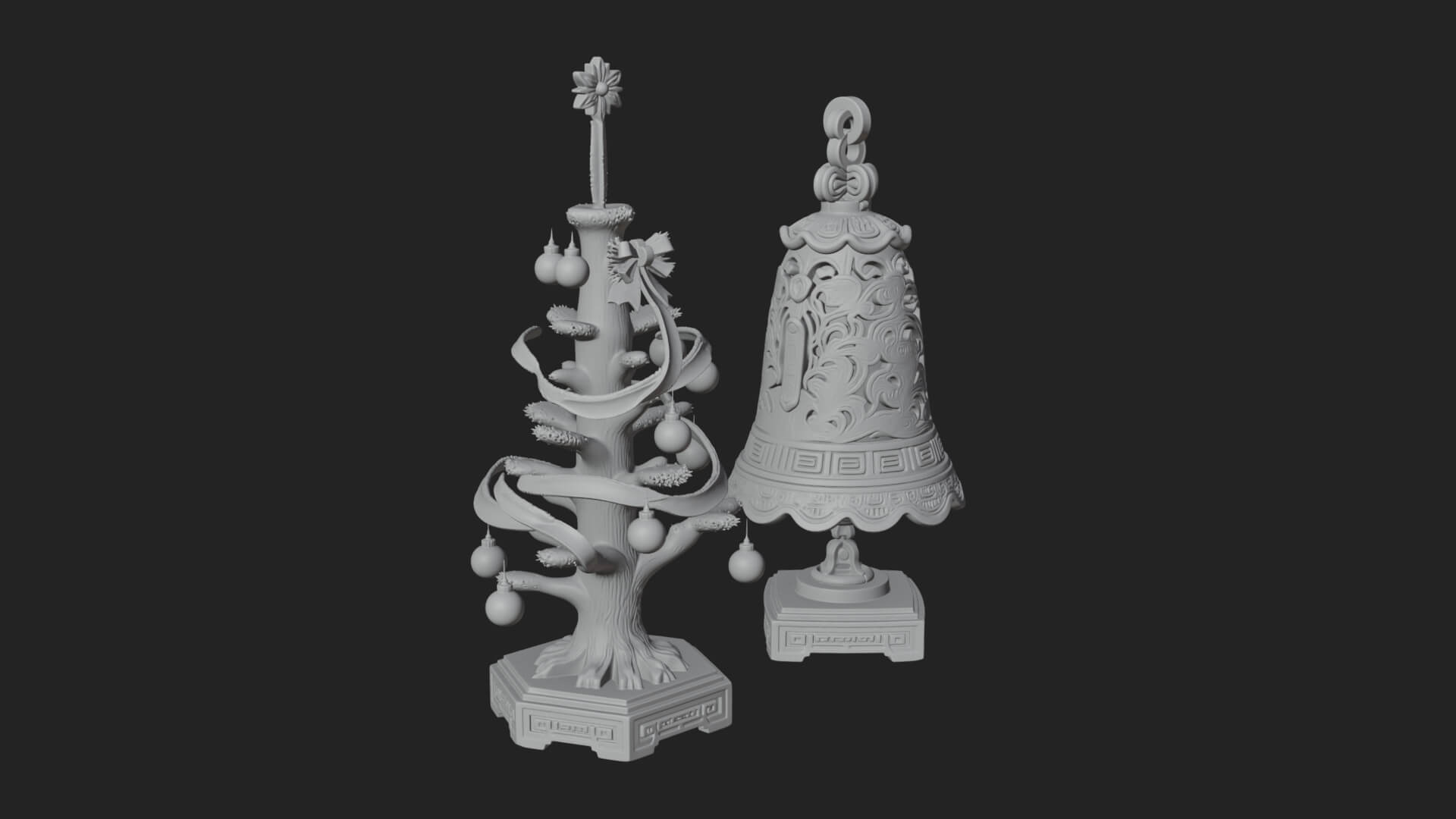 Decorated Christmas Tree Model Design 42 3D Print Model 3D Model