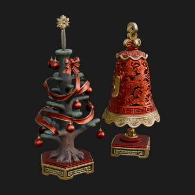 Decorated Christmas Tree Model Design 42 3D Print Model