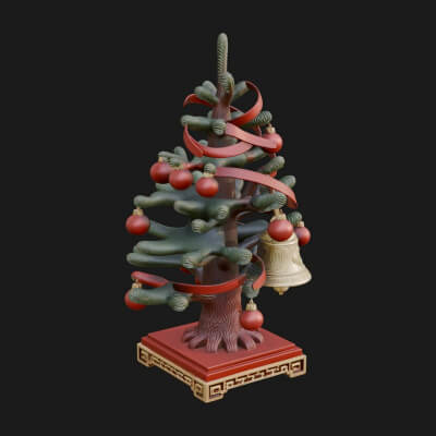 Decorated Christmas Tree Model Design 43 3D Print Model
