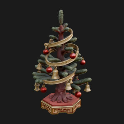 Decorated Christmas Tree Model Design 44 3D Print Model
