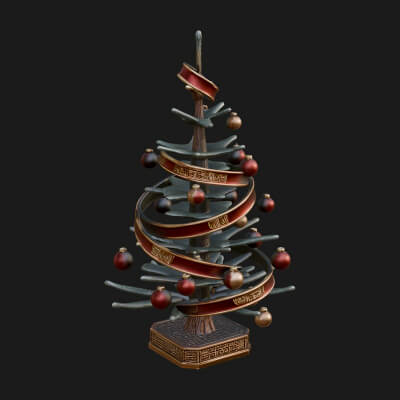 Decorated Christmas Tree Model Design 45 3D Print Model