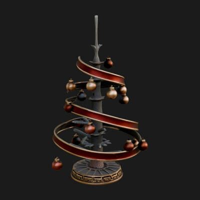 Decorated Christmas Tree Model Design 48 3D Print Model