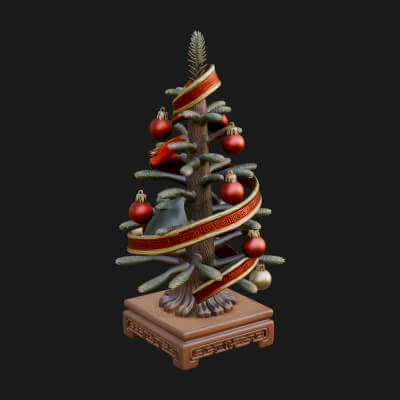 Decorated Christmas Tree Model Design 59 3D Print Model