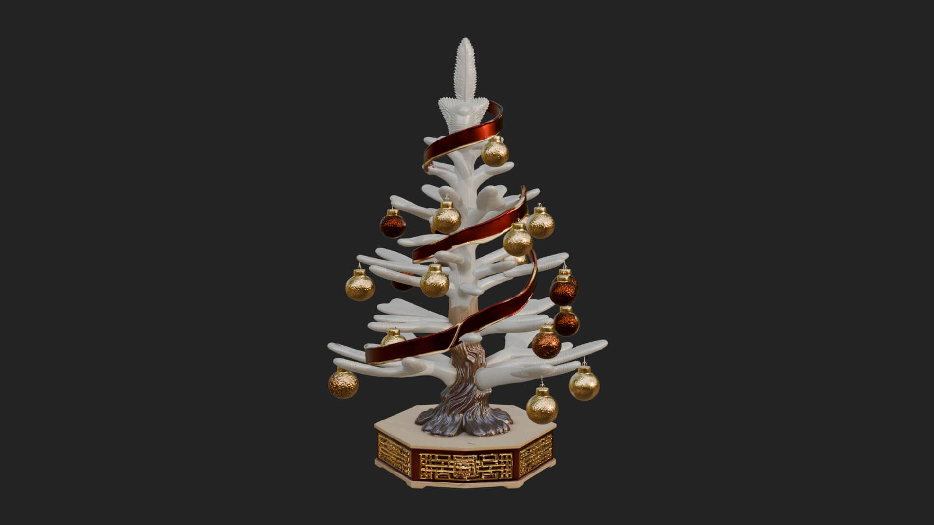 Decorated Christmas Tree Model Design 6 3D Print Model 3D Model