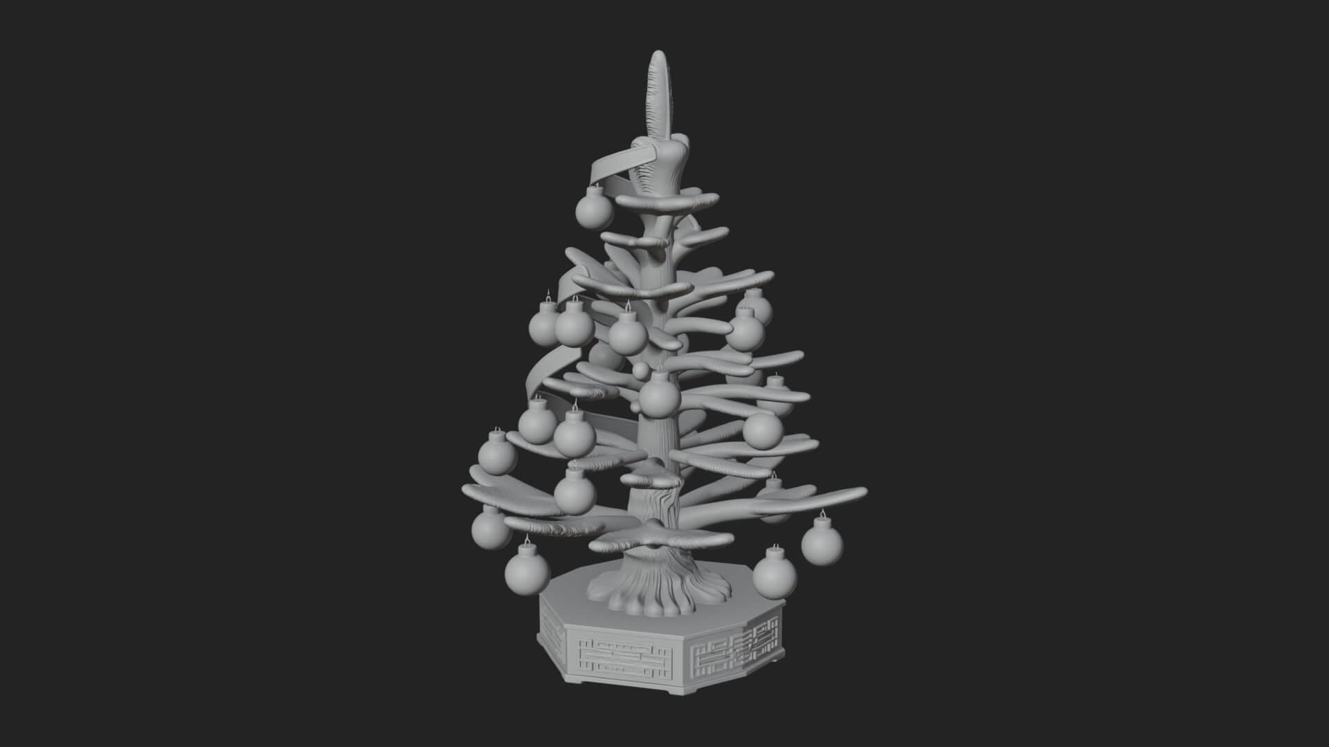 Decorated Christmas Tree Model Design 6 3D Print Model 3D Model