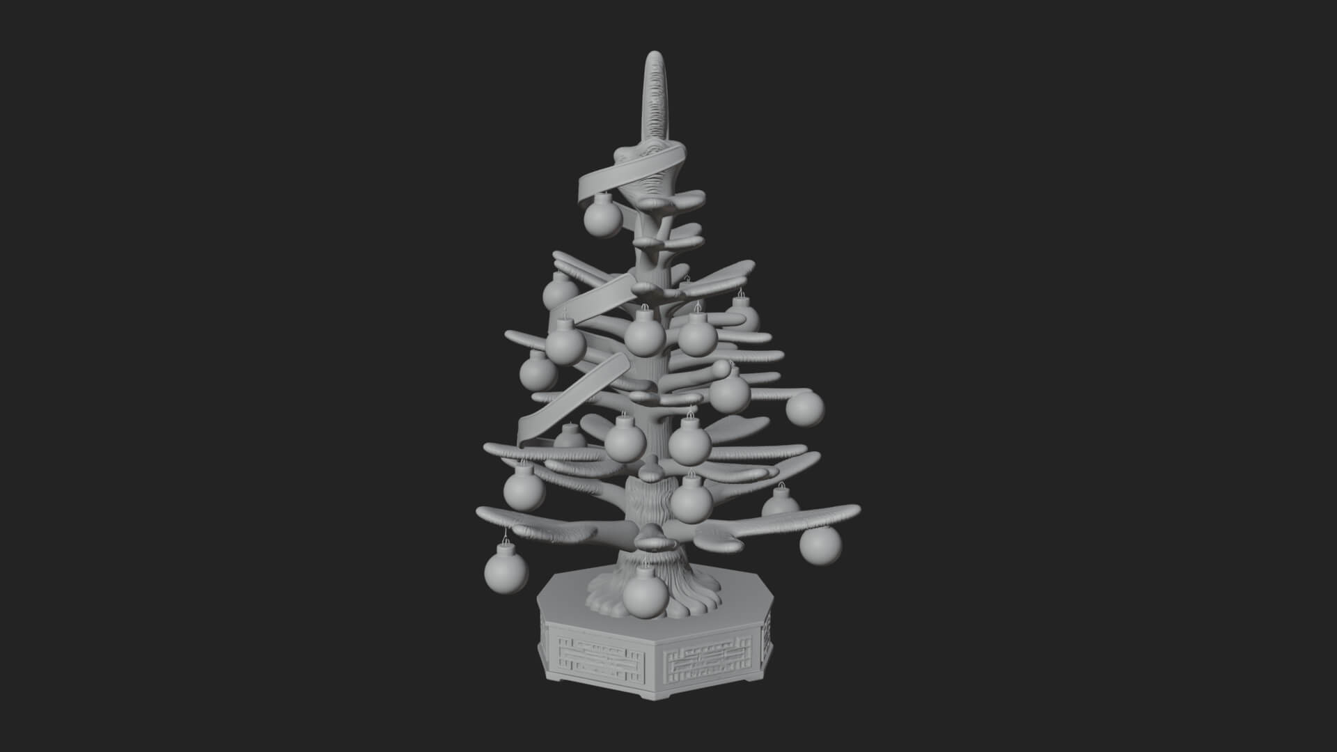 Decorated Christmas Tree Model Design 6 3D Print Model 3D Model