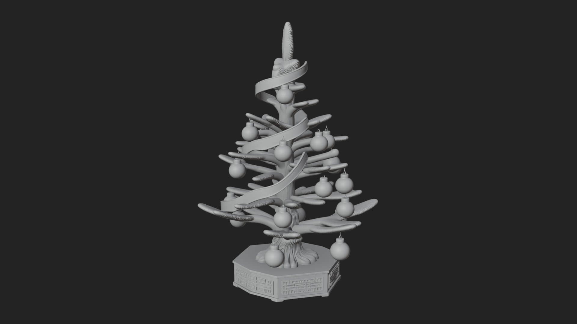 Decorated Christmas Tree Model Design 6 3D Print Model 3D Model