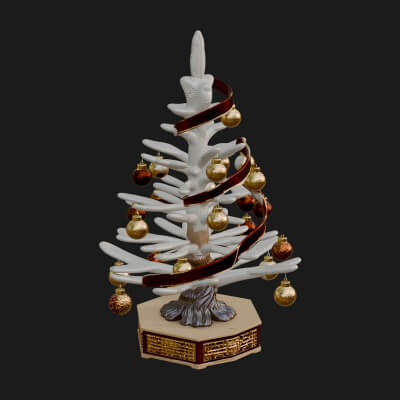 Decorated Christmas Tree Model Design 6 3D Print Model