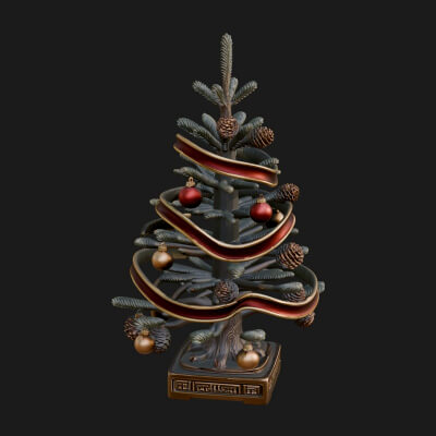 Decorated Christmas Tree Model Design 61 3D Print Model