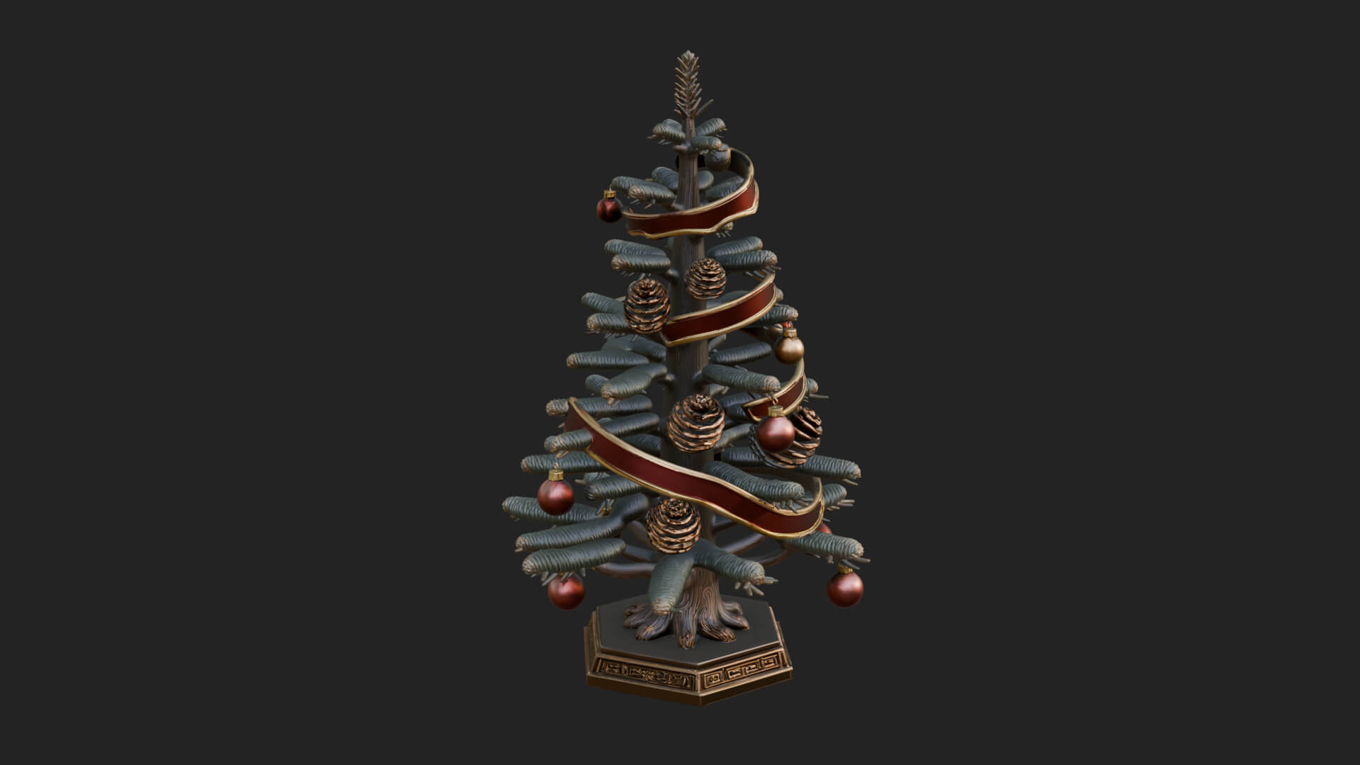 Decorated Christmas Tree Model Design 62 3D Print Model 3D Model