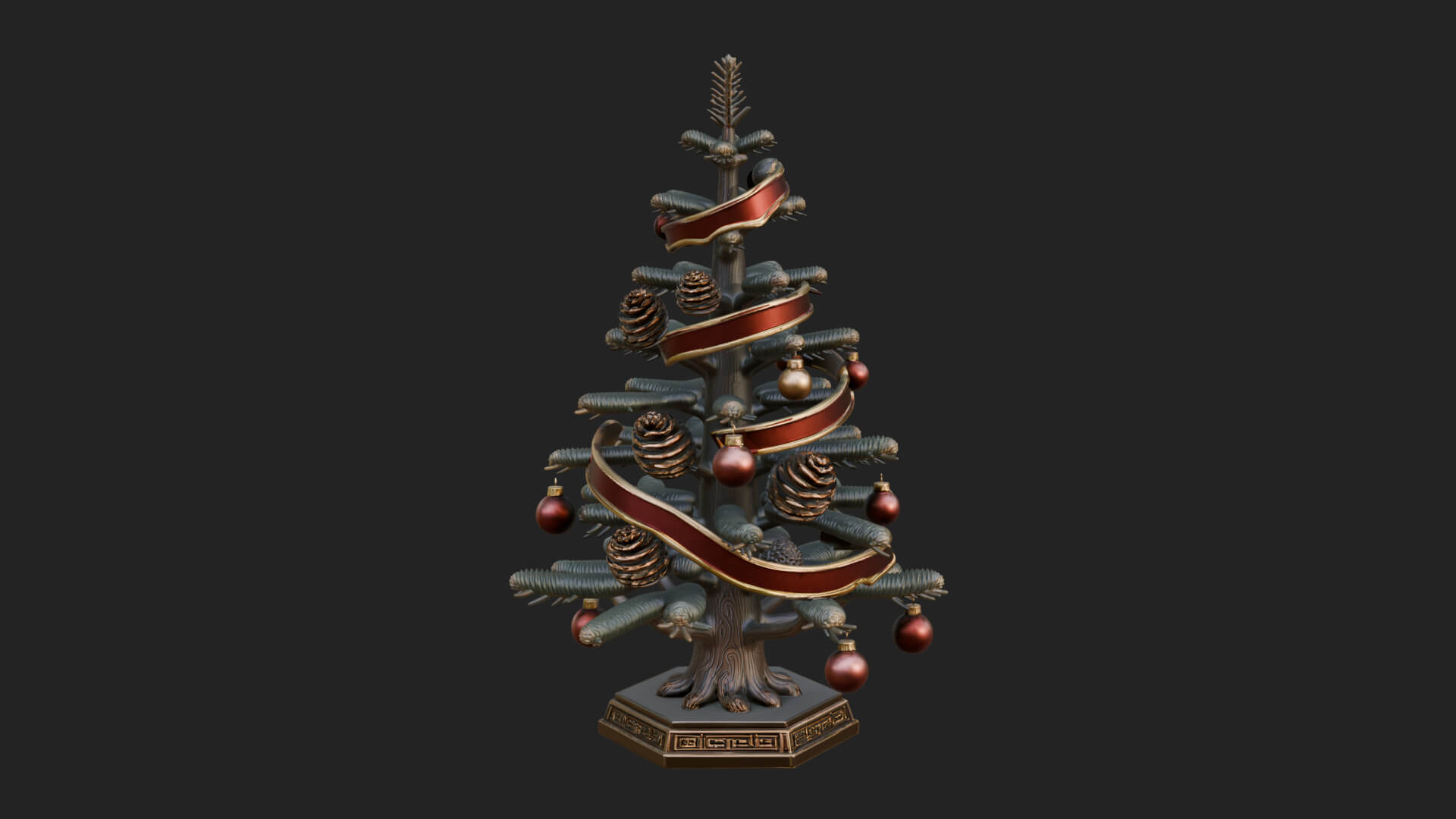 Decorated Christmas Tree Model Design 62 3D Print Model 3D Model