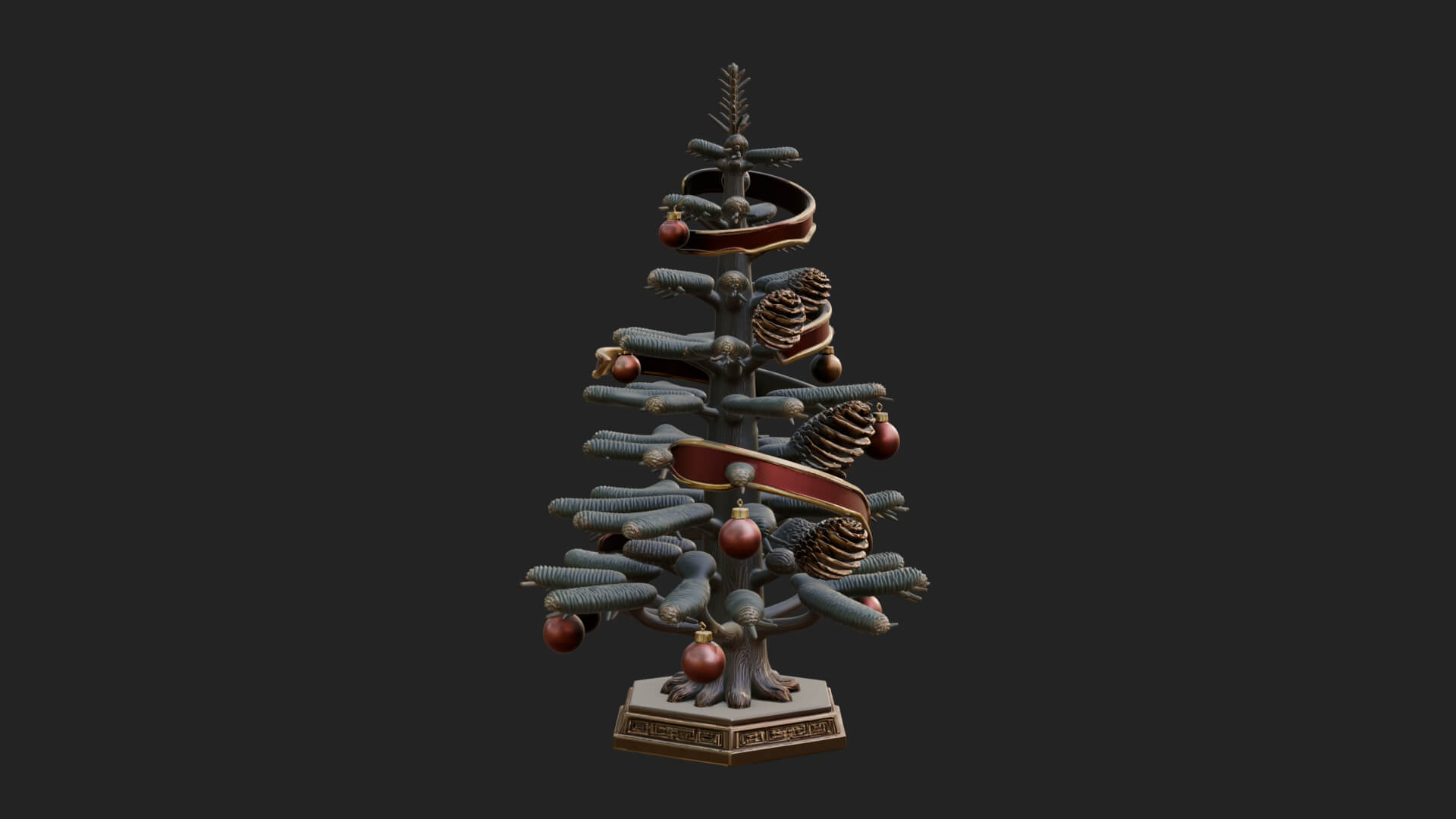 Decorated Christmas Tree Model Design 62 3D Print Model 3D Model