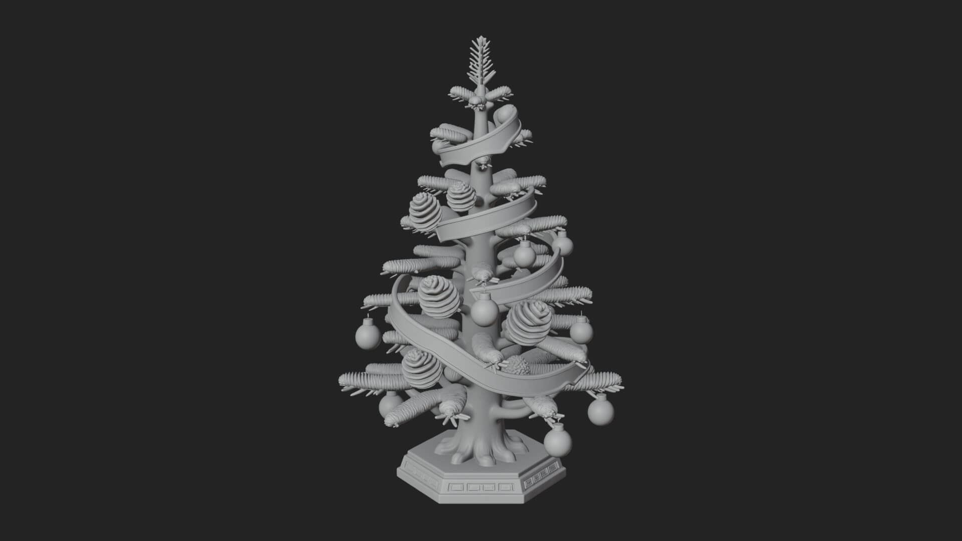 Decorated Christmas Tree Model Design 62 3D Print Model 3D Model