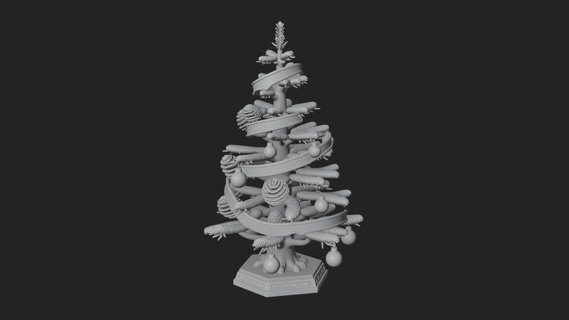 Decorated Christmas Tree Model Design 62 3D Print Model 3D Model